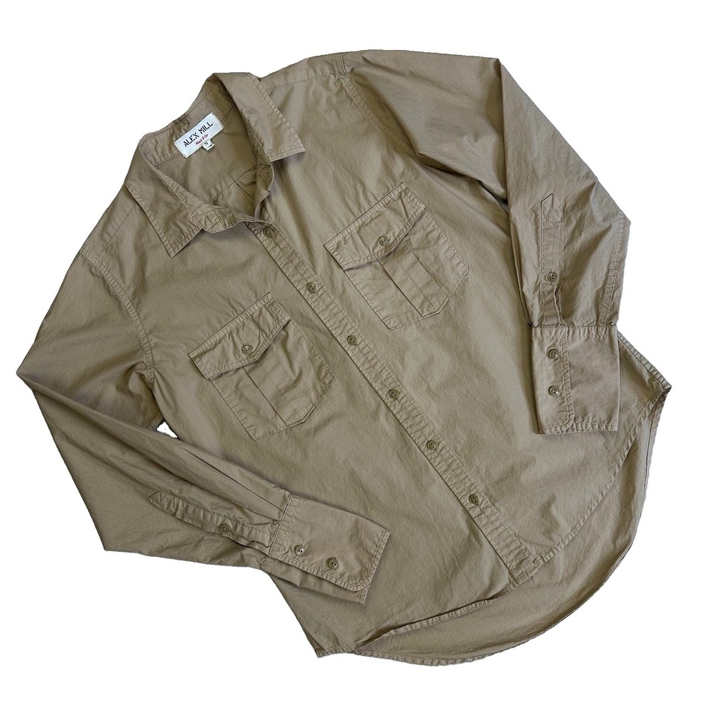 Alex Mill Wash & Go Shirt Button Cuff Women S Khaki Tan BCI Cotton Minimalist